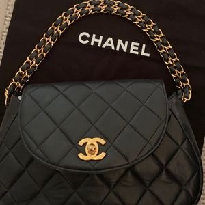 Rare Vintage Chanel Quilted Double Gold Chain Bag